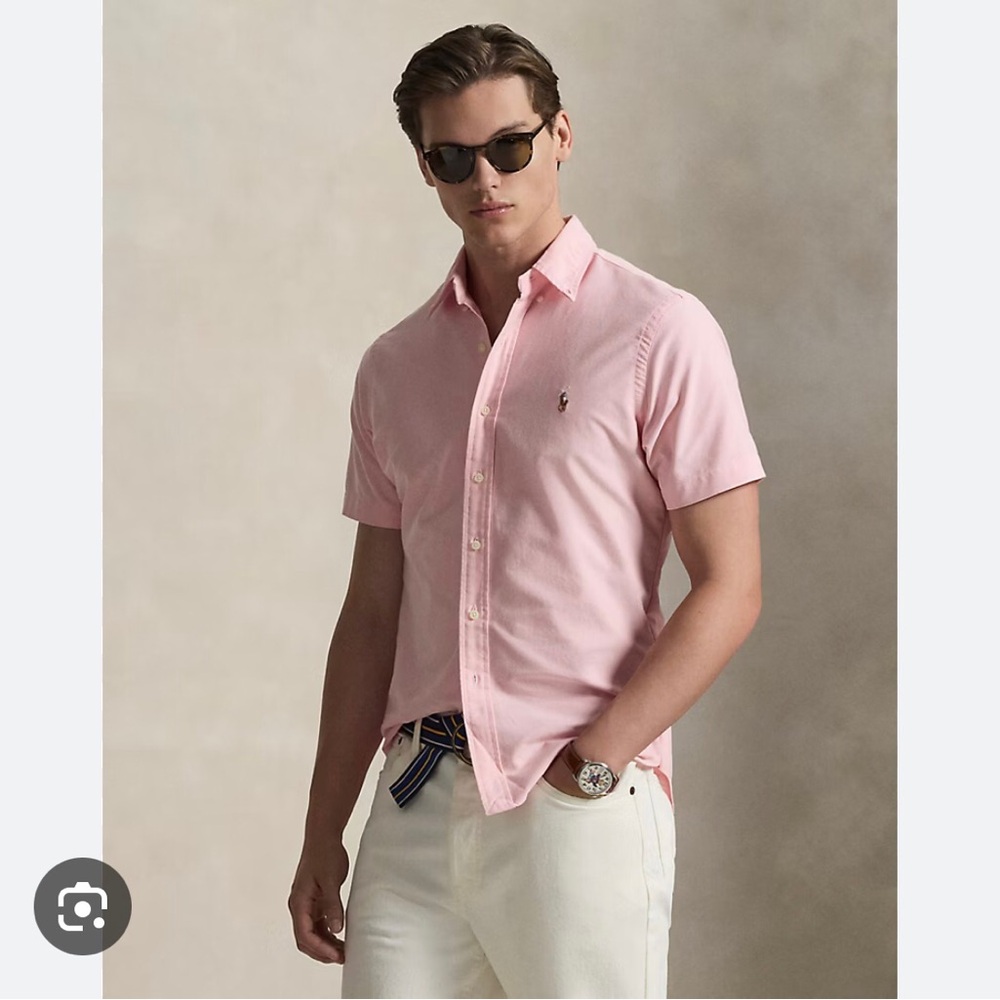 Polo by Ralph Lauren  Classic Fit Mineral-Dyed Oxford Shirt Pink Button-Down